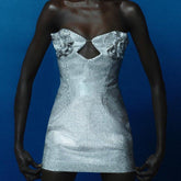 Minivestido con diamantes en rosa plateada